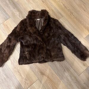 Vintage 70-80s rabbit fur coat women’s LARGE see pics for measurements brown